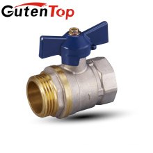 High Quality brass stem PN25 1/2"-4" male thread Brass Ball Valve with blue Butterfly handle